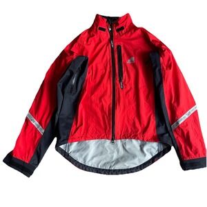 Showers Pass Elite Cycling Jacket Men's Medium Red Pockets Vents Waterproof